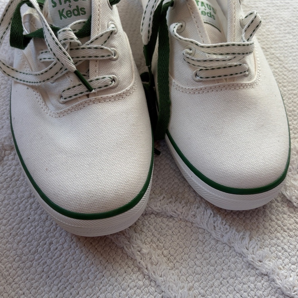 Staud x Keds Women’s Champion Canvas Sneakers White Green Tennis Shoes 8.5 - Picture 6 of 10